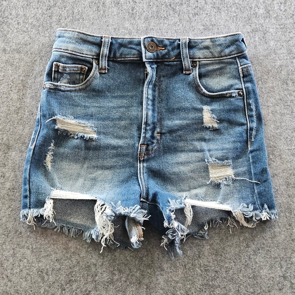 Sofie High Rise Mom Shorts with Raw Hem XS Blue HD4214M-DK